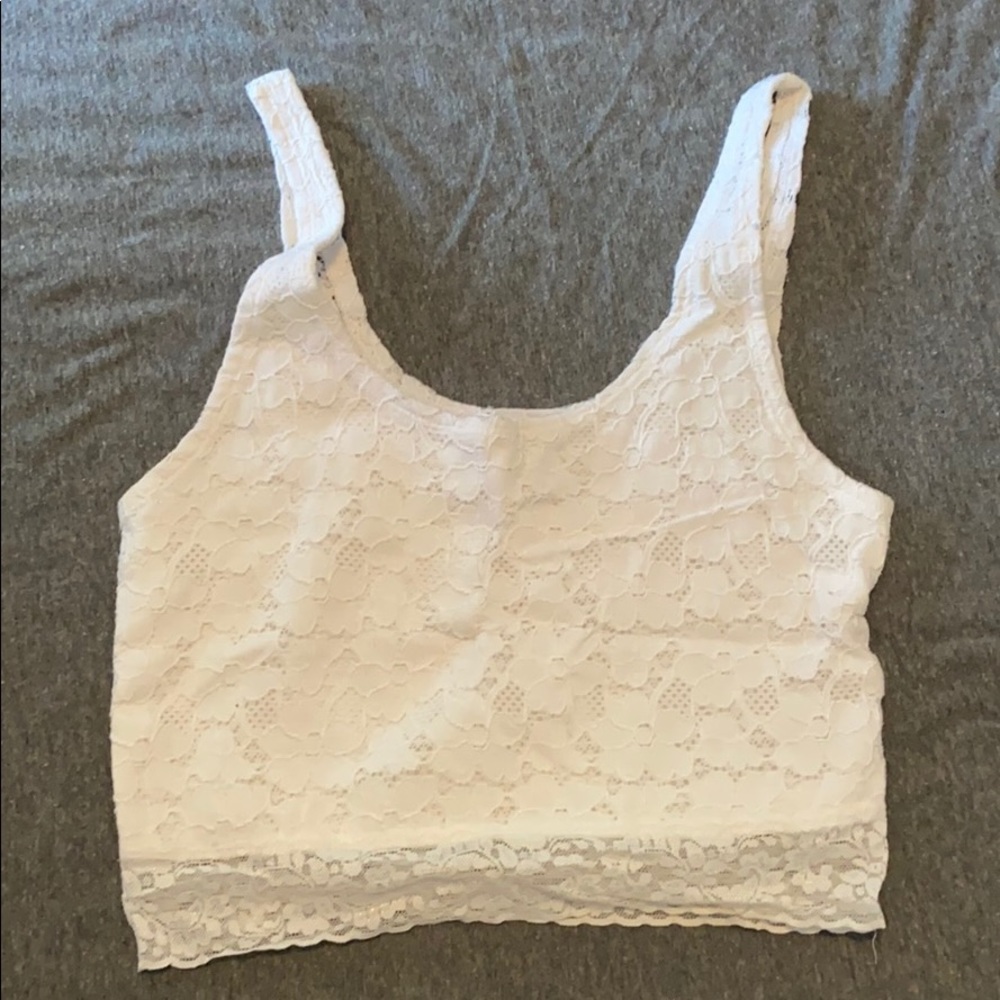 White lace crop top